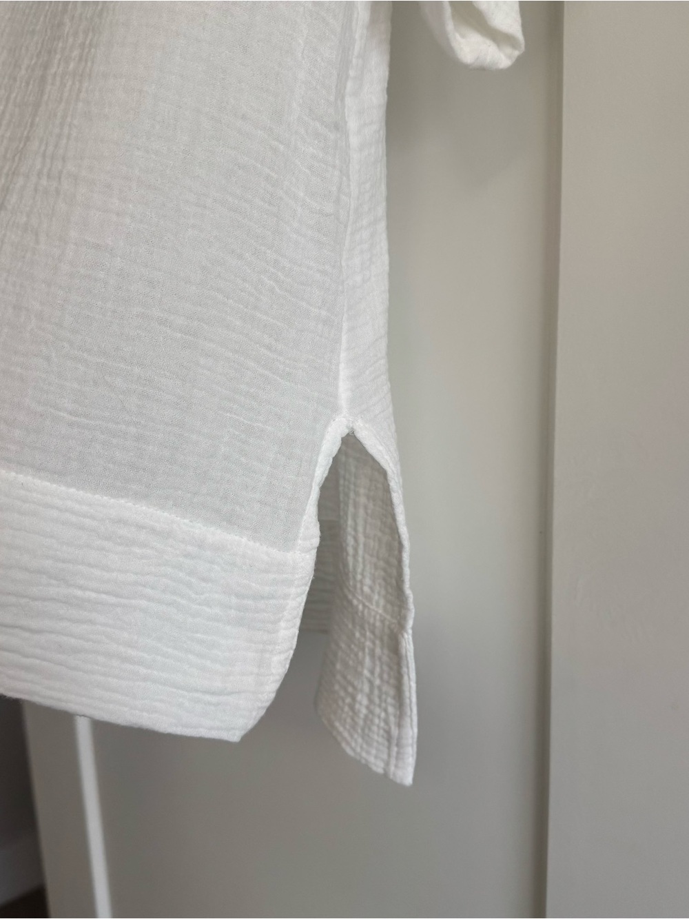 Faherty Dune Organic Cotton Gauze Short Sleeve Popover - White - Picture 5 of 8